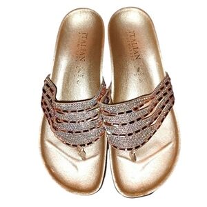 Italian Shoemakers Rose Gold Rhinestone Sandals